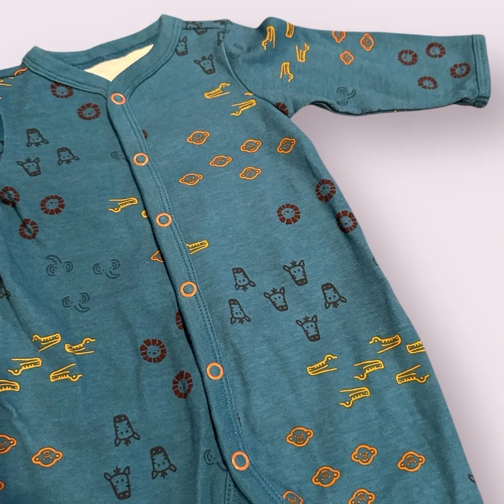 NWOT Baby Carter's Teal Animal Patterned One Piece Footies Size 3 Months